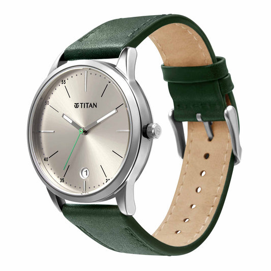 Elmnt Warm Grey Dial Leather Strap Watch