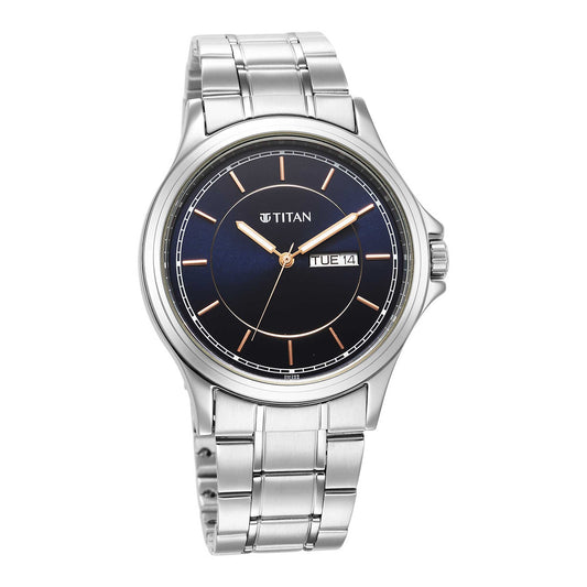 ساعة بحزام معدني ومينا أزرق طراز Urban Blue 1870SM04