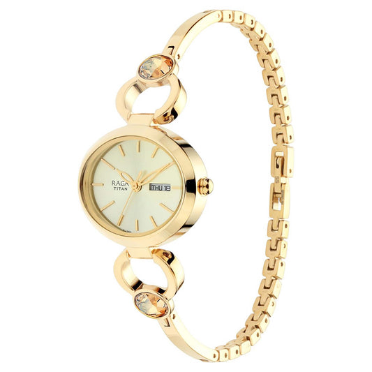 Titan Viva Analog Champagne Dial Women's Watch-2621YM01