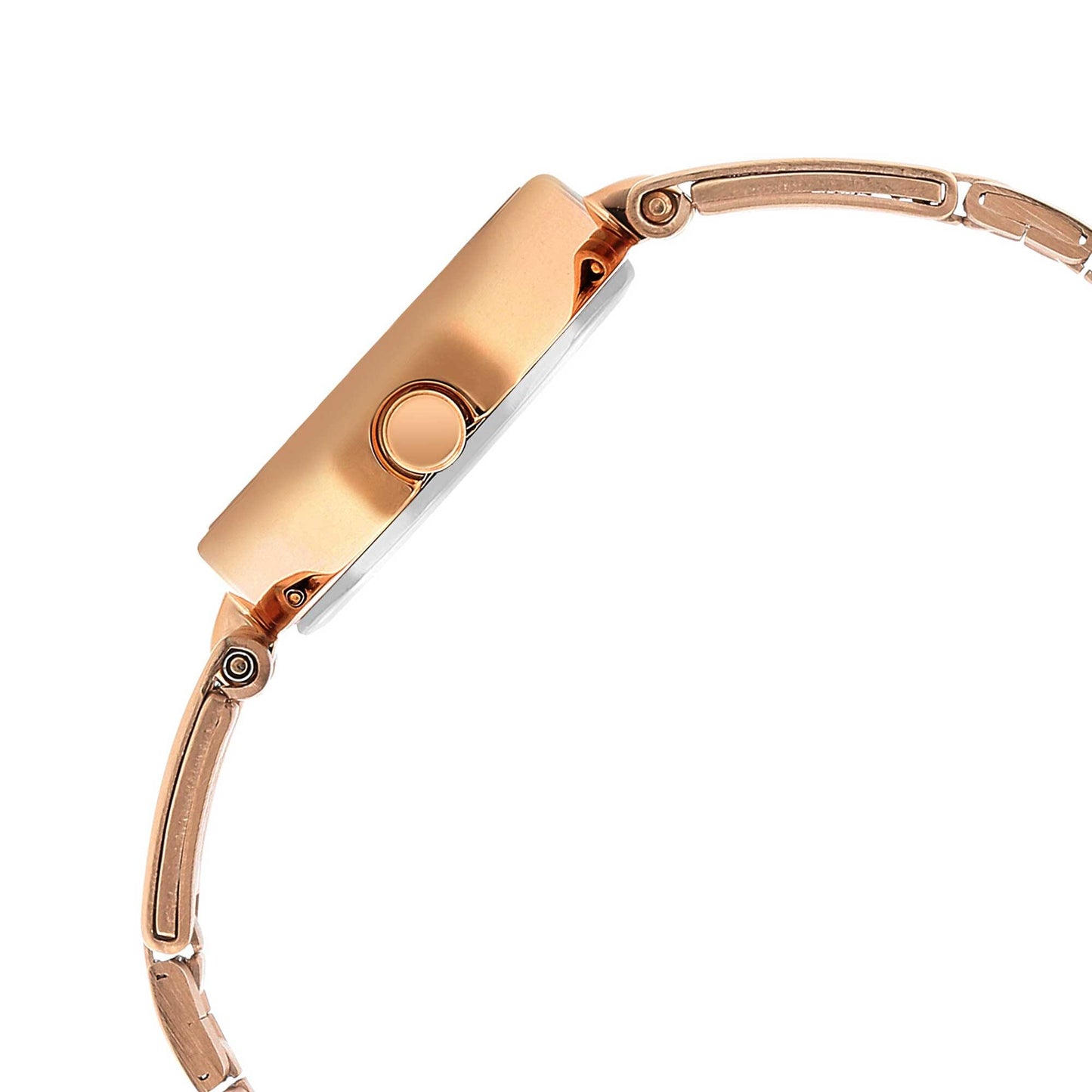 ساعة تيتان نسائية كاريشما بمينا أزرق وسوار معدني، ذهبي وردي