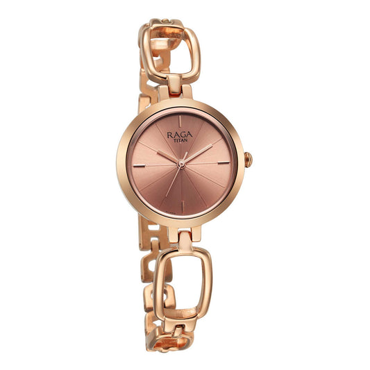Titan Analog Rose Gold Dial Women's Casual Watch, Rose Gold Plating