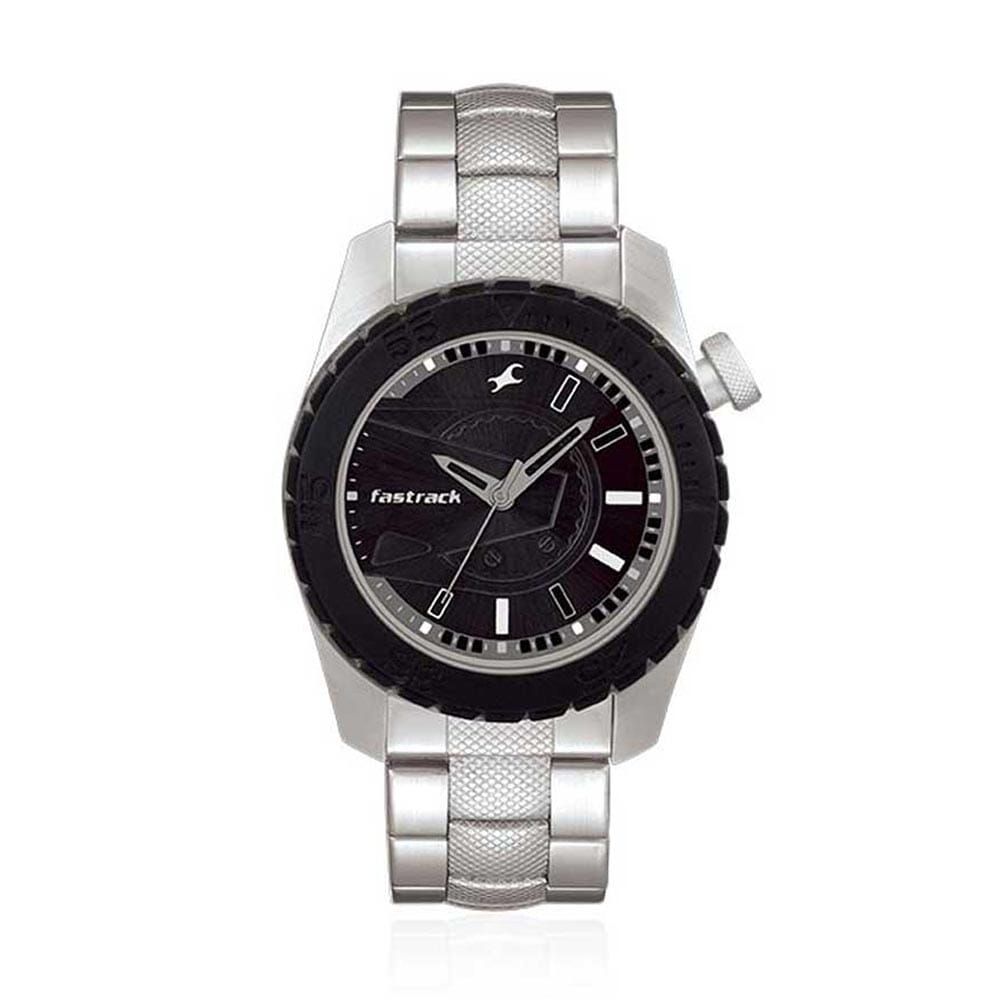 Black Dial Silver Stainless Steel Strap Watch 3006SM02