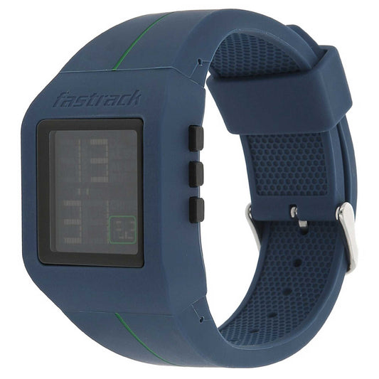 38010PP02 - Fastrack Men's DIGITAL, 30m Water Resistant, Black Dial, Silicone Strap, Blue