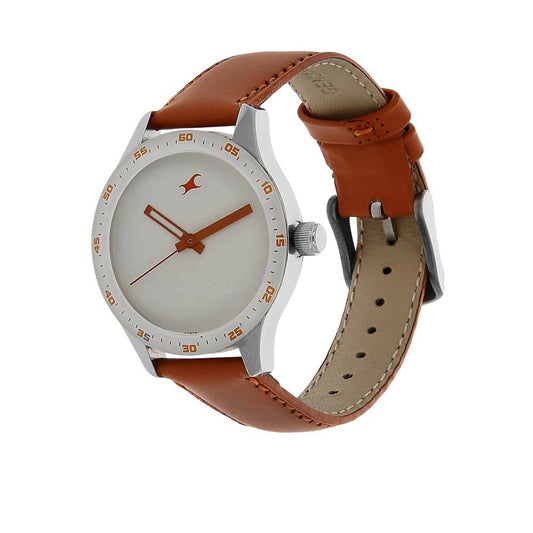 ساعة فاستراك كوارتز للنساء، عرض أنالوج وسوار جلدي - T6078SL04