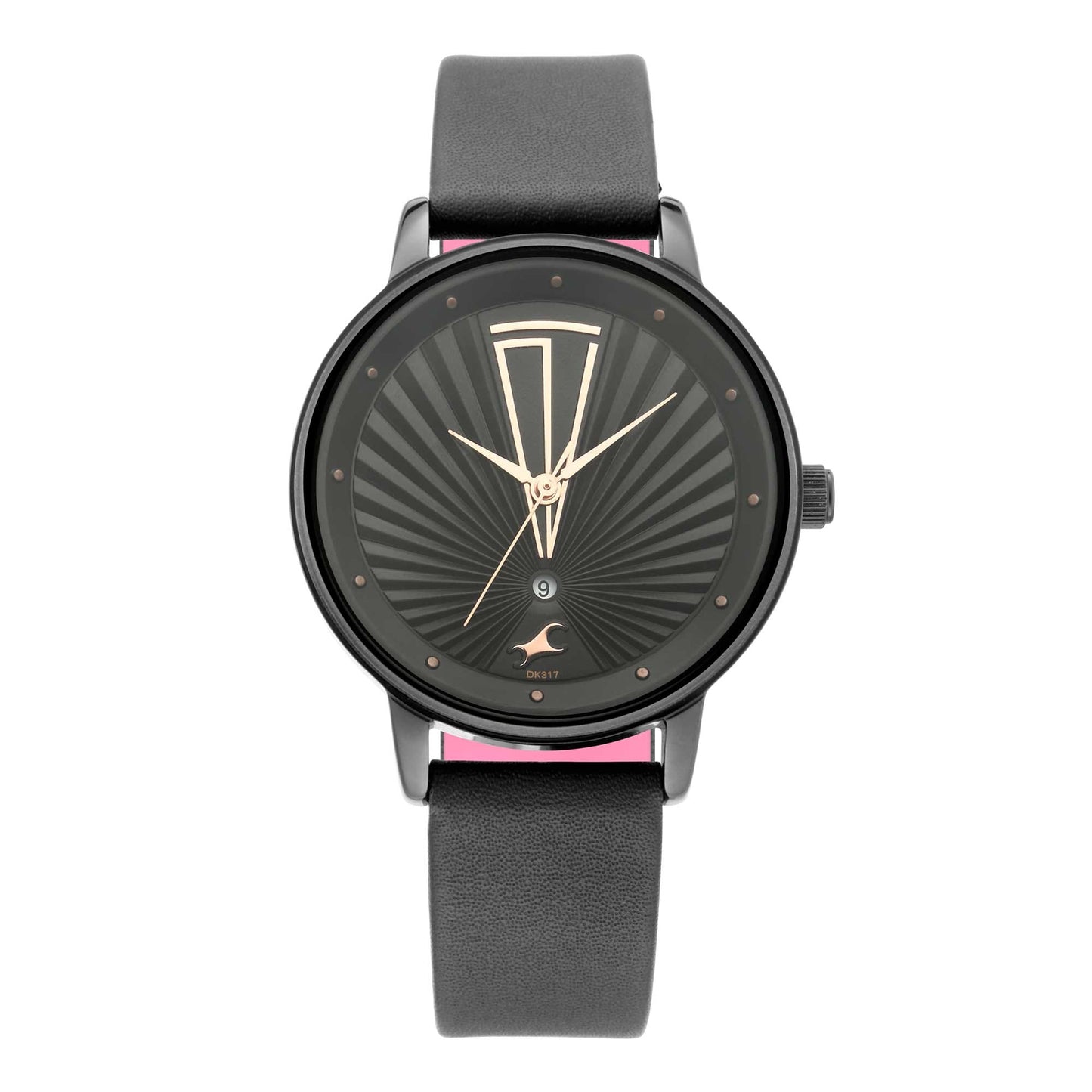 Fastrack - Ruffles Black Dial Leather Strap Watch 6206NL02