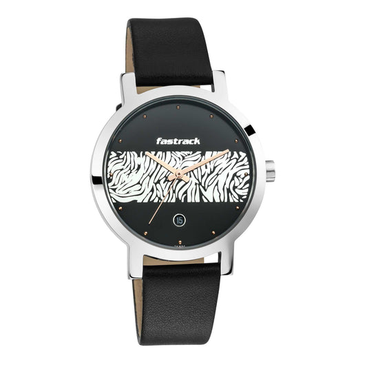Fastrack Animal Print Watch with Black with White pattern on Dial