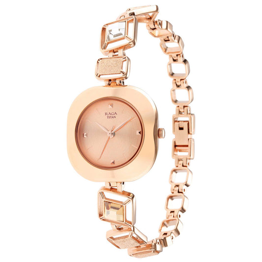Titan Love All Rose Gold Dial Rose Gold Brass Strap Watch 95156WM01
