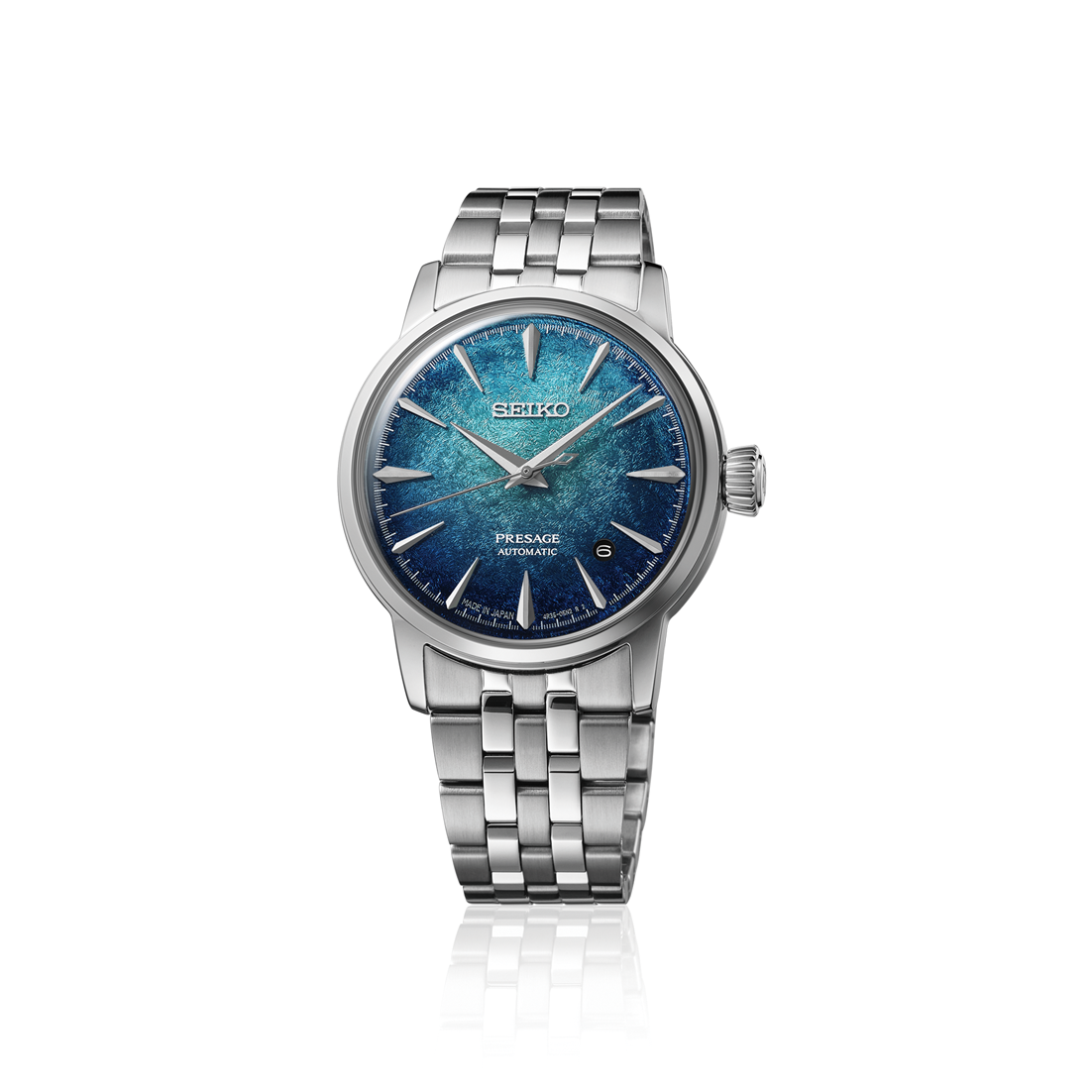 Seiko Presage Aqua Blue Dial Stainless Steel Cocktail Time HCB001J1