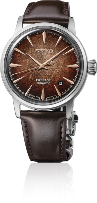 Seiko Presage Brown Dial with Brown Cow Leather Cocktail Time HCB003J1