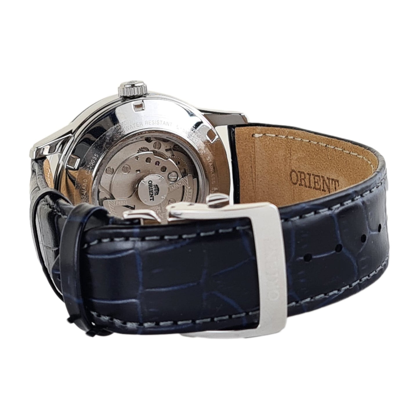 ساعة أورينت صن آند مون أوتوماتيكية للرجال بسوار جلدي ومينا بني RA-AK0011D00C