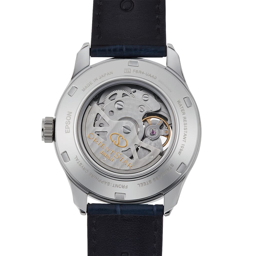Orient star Semi Skeleton Blue Dial Leather Strap Watch for Men's RE-AT0006L