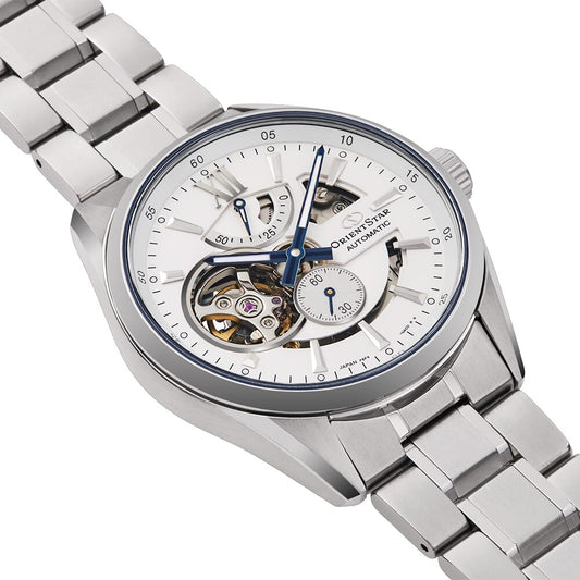 Orient Star RE-AV0113S00B Contemporary Modern Skeleton Automatic White Dial Stainless Steel Men's Watch
