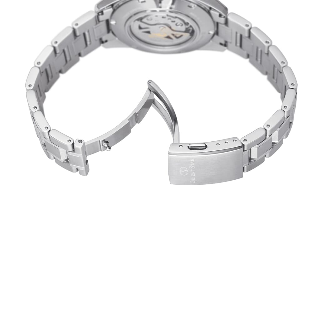 Orient Star RE-AV0113S00B Contemporary Modern Skeleton Automatic White Dial Stainless Steel Men's Watch