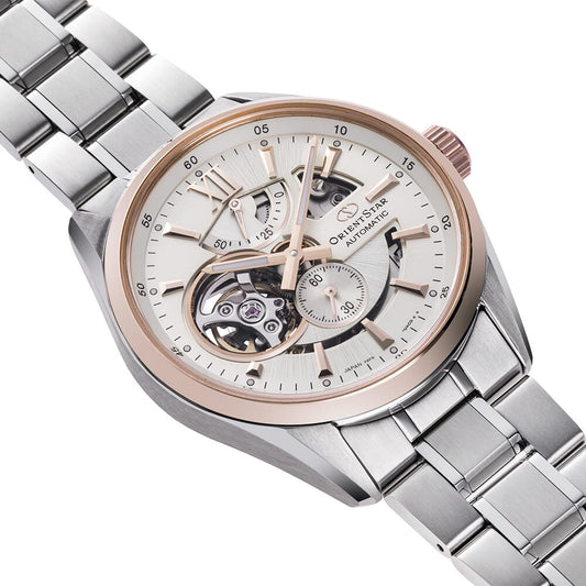 Orient Star RE-AV0123G00B Contemporary Modern Skeleton Automatic Ivory Dial Stainless Steel Men's Watch