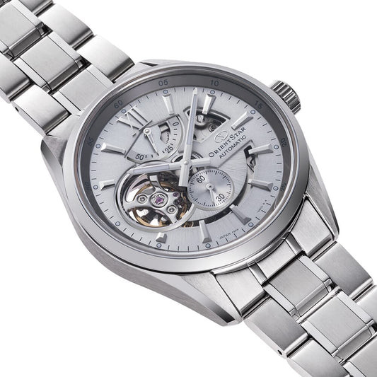 Orient Star RE-AV0125S00B Contemporary Modern Skeleton Automatic Silver Dial Stainless Steel Men's Watch