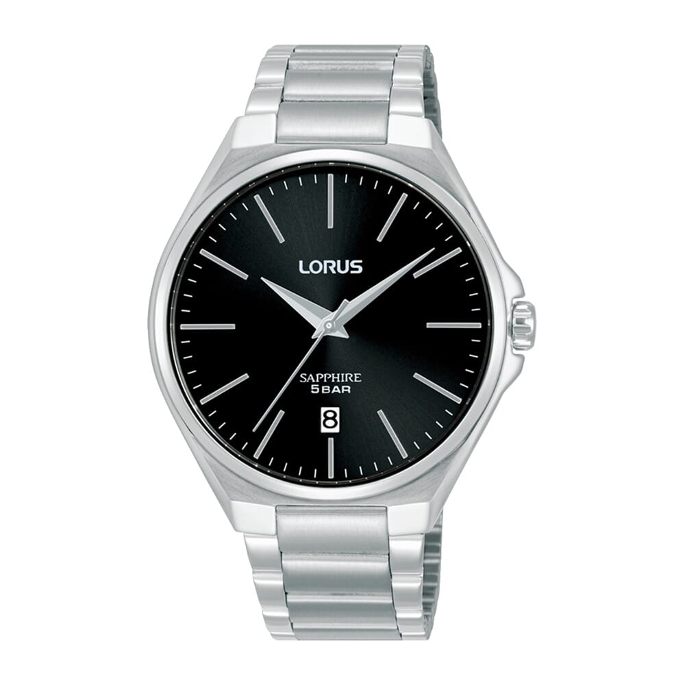 Lorus Black sunray dial stainless steel watch for men RS945DX9