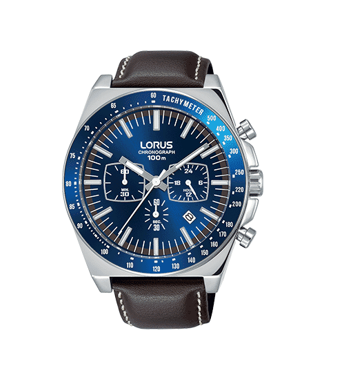 ساعة لوروس رجالي أنالوج ميناء أزرق غامق بحركة شعاع الشمس من الستانلس ستيل - RT357GX9