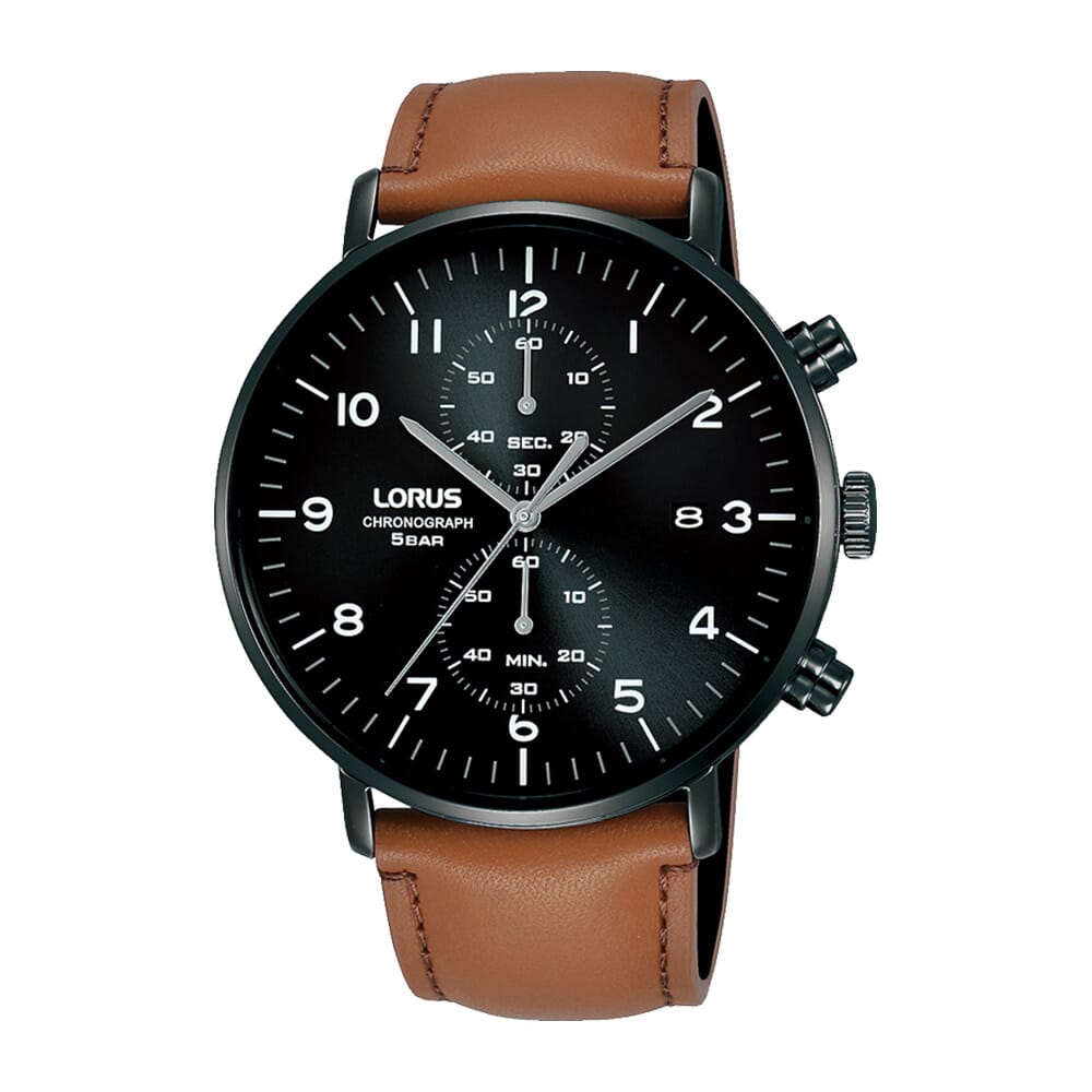 Lorus Black sunray dial stainless steel watch for men RW407AX9