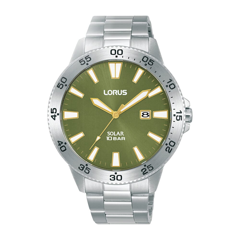 Lorus dark green dial stainless steel watch for men RX343AX9