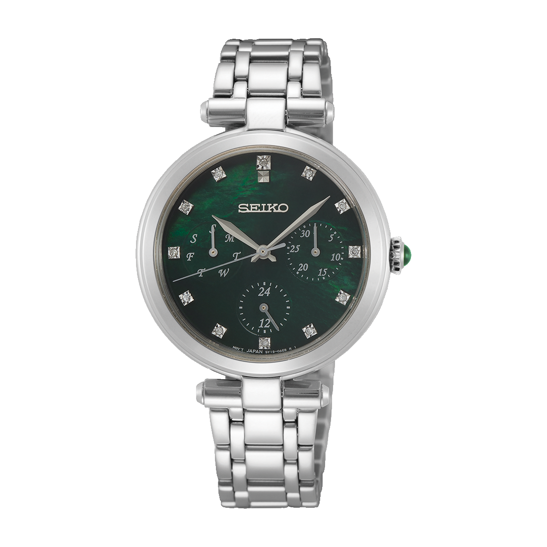 Seiko Women's Quartz Watch with Green Mother of Pearl Dial and Stainless Steel Bracelet – SKY063P1