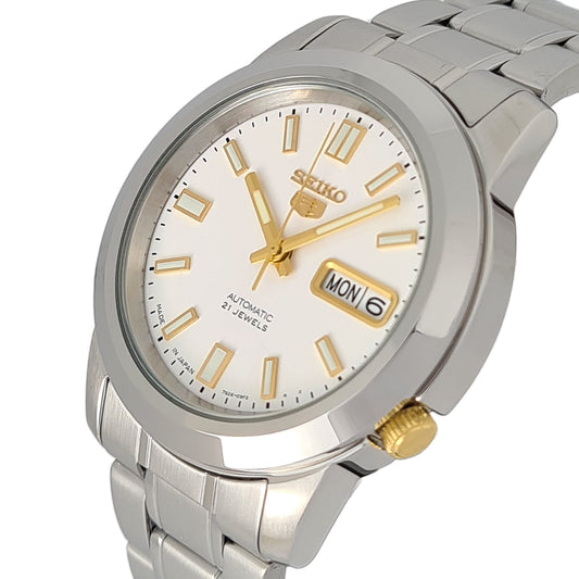 ساعة يد أنالوج كلاسيكية للرجال من الستانلس ستيل بشكل دائري - فضي - SNKK07J1