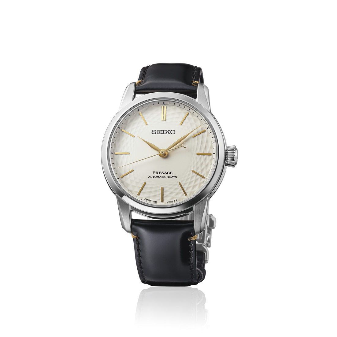 Seiko Presage White Dial Leather Strap Watch for Men SPB497J