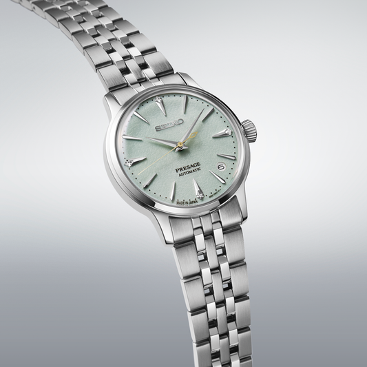Seiko Presage Green Dial Stainless Steel Watch for Ladies SRPL63J