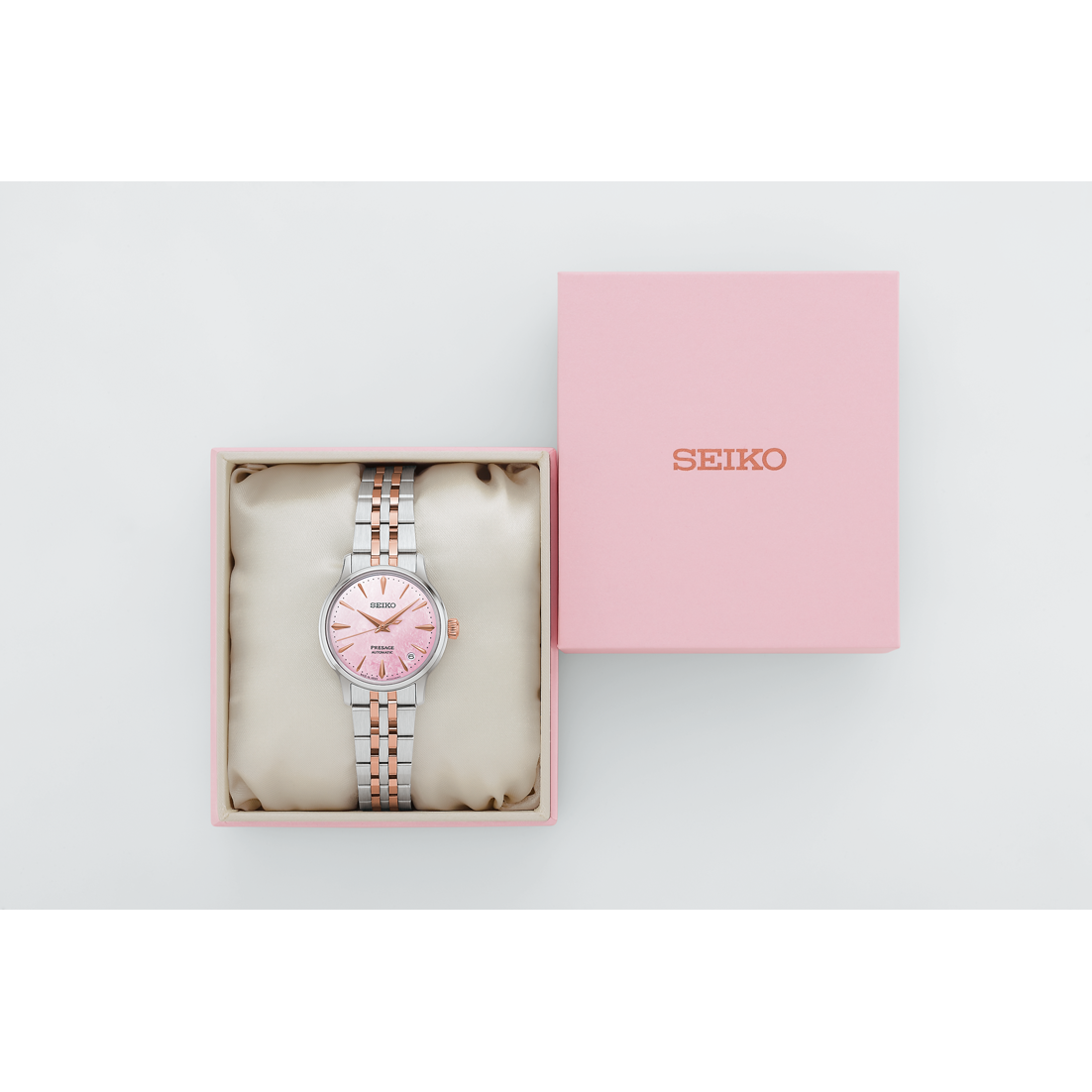 Seiko Presage Pink Dial Stainless Steel Cocktail Time Limited Edition SRPM06J