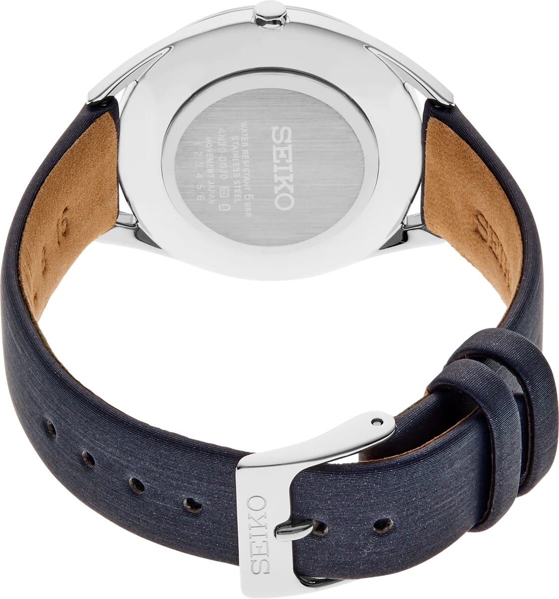 Seiko Women Analog Quartz Watch with Leather Strap SWR079P1, Silver Purple, Strap.