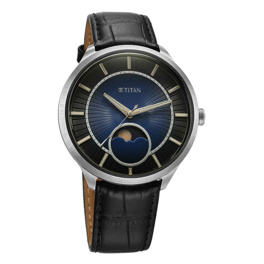 Titan Caelum Sun Moon Sub-Dial باللون الأزرق الكوبالت - إصدار النجوم 10028SL01