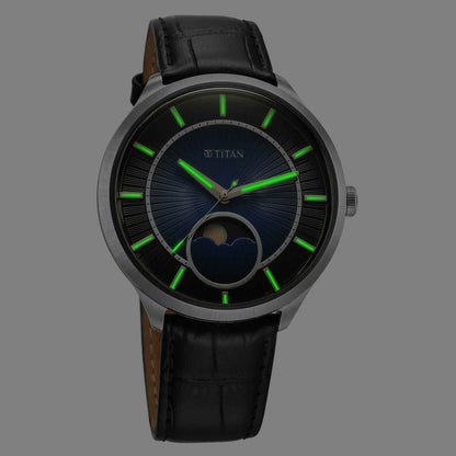 Titan Caelum Sun Moon Sub-Dial باللون الأزرق الكوبالت - إصدار النجوم 10028SL01