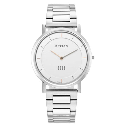 Edge Silver White Dial Metal Strap Watch 1595SM01