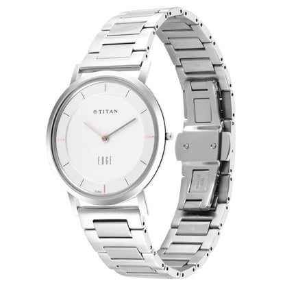 Edge Silver White Dial Metal Strap Watch 1595SM01