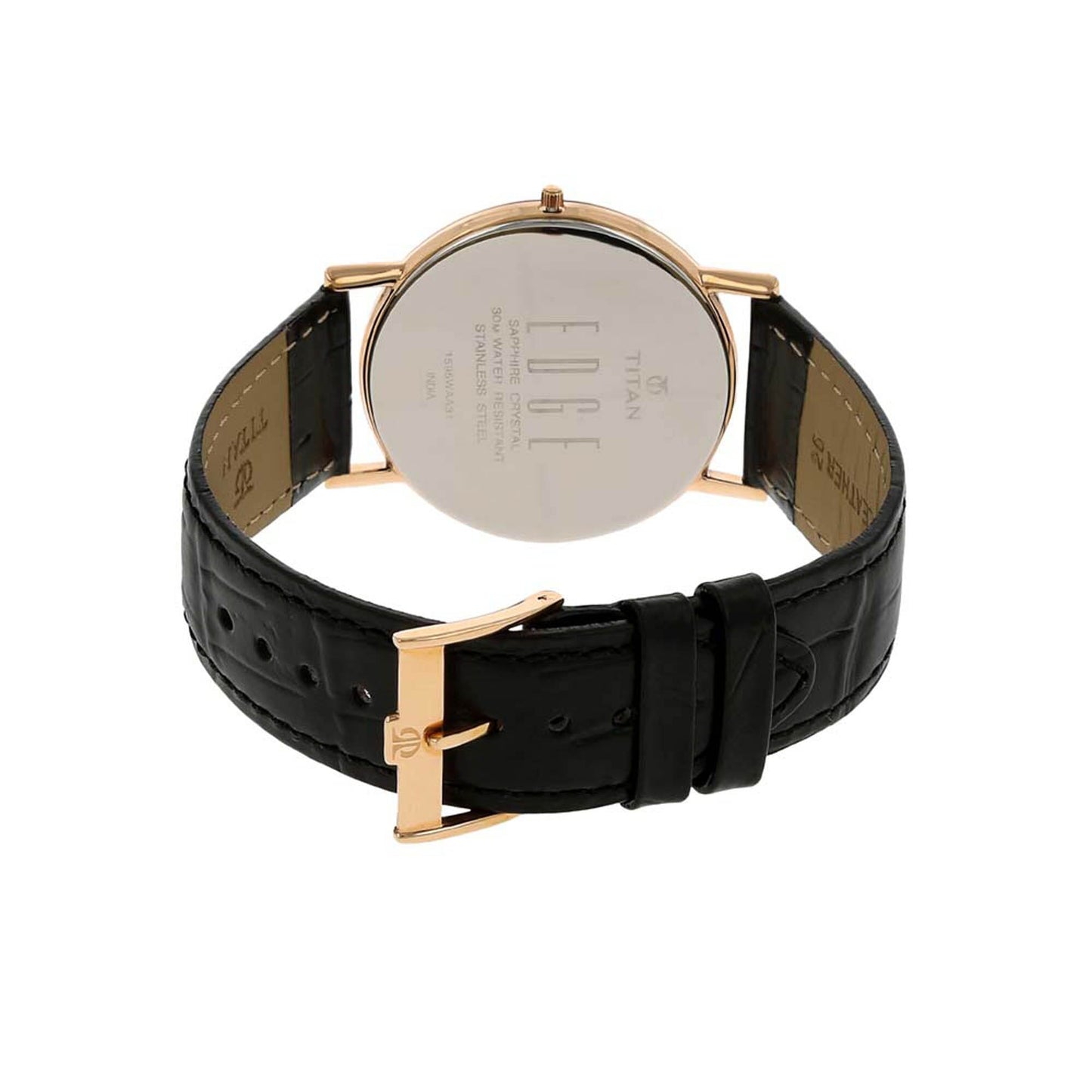 Titan Edge Men’s Designer Watch – Slim, Quartz, Water Resistant Leather Strap - Black Band and White Dial