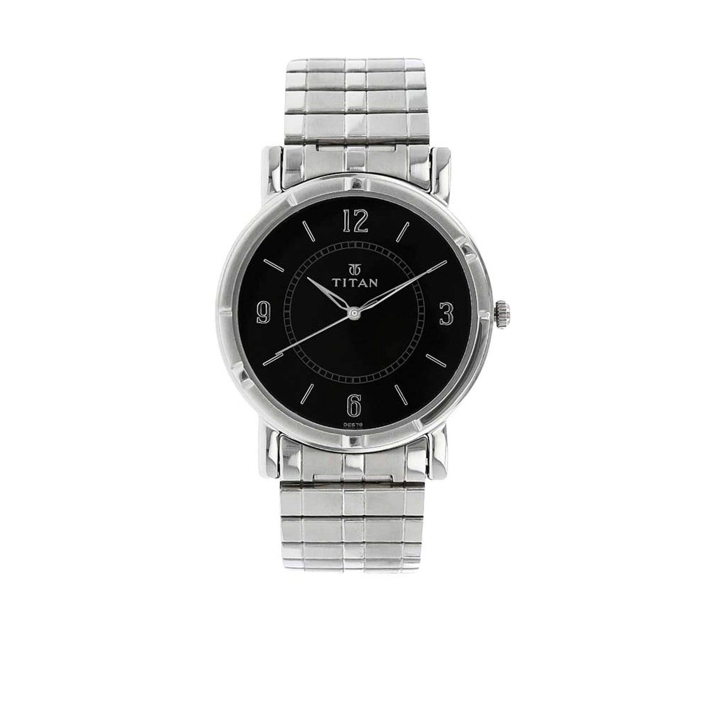 Black Dial Silver Stainless Steel Strap Watch, bracelet