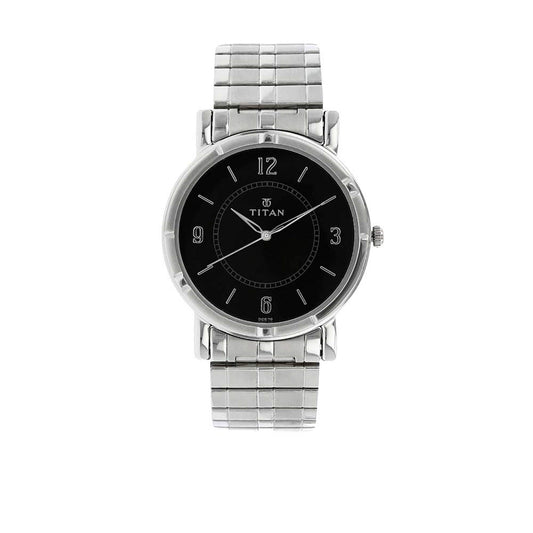 Black Dial Silver Stainless Steel Strap Watch, bracelet