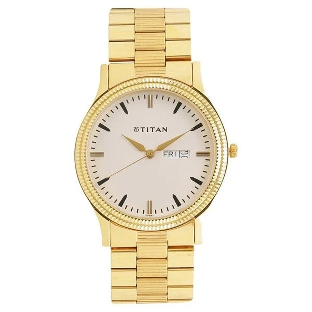 ساعة بسوار من الستانلس ستيل ومينا أبيض 1650YM03