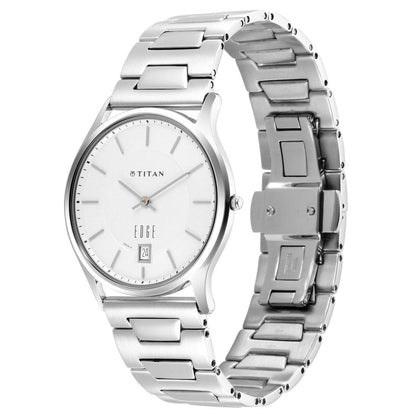 Titan Edge Metal Mens Watch, Silver White