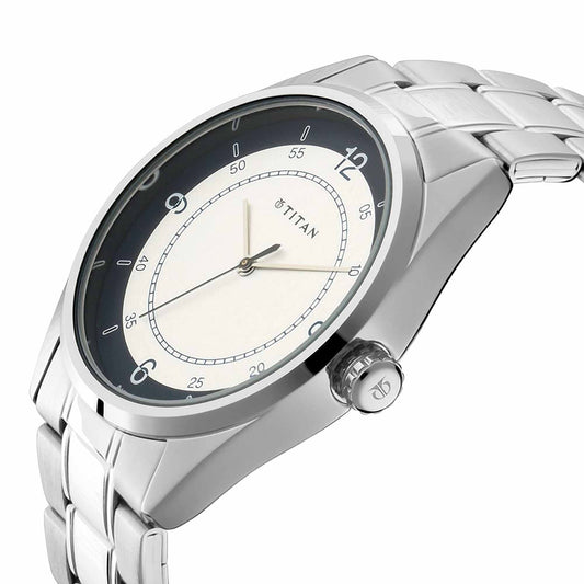 Workwear Watch with White Dial & Stainless Steel Strap 1729SM04