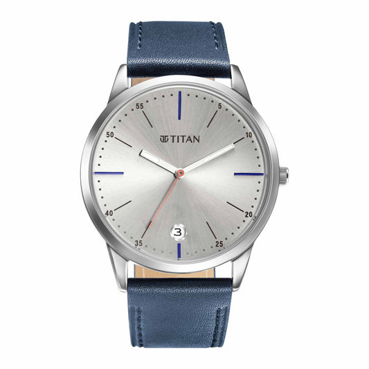 Elmnt Cool Grey Dial Leather Strap Watch