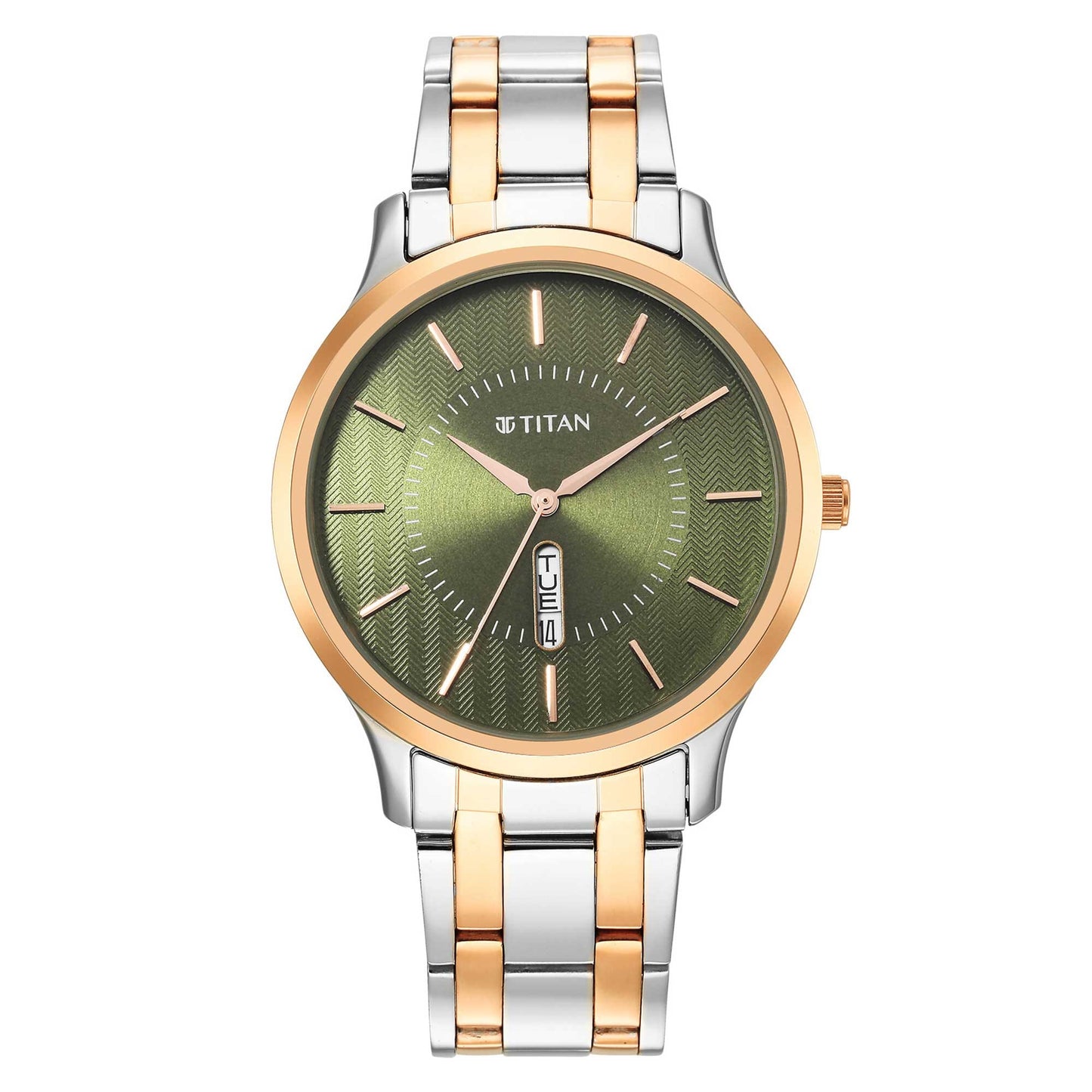 ساعة يد رجالية تناظرية تايتان جنتس كاريزما مينا أخضر-1825KM03
