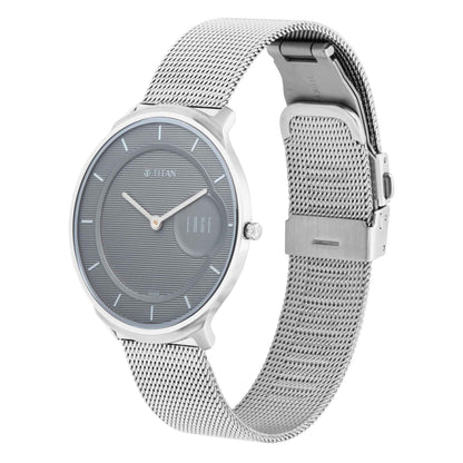 Titan Mens Edge Baseline Grey Dial Stainless Steel Analogue Watch - WTT1843SM01, Silver