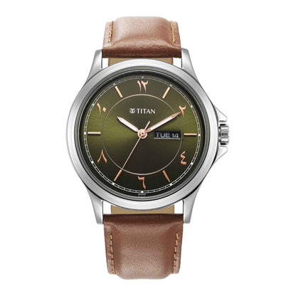 ساعة تايتن مرحبا أنالوج للرجال بسوار جلدي ومينا أخضر
1870SL08