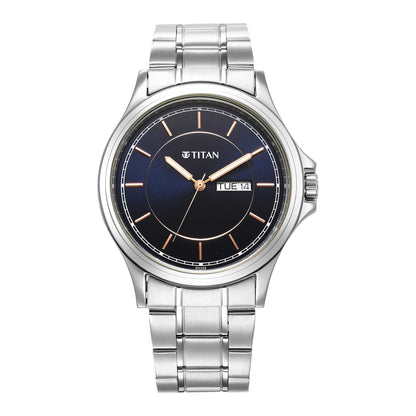 ساعة بحزام معدني ومينا أزرق طراز Urban Blue 1870SM04