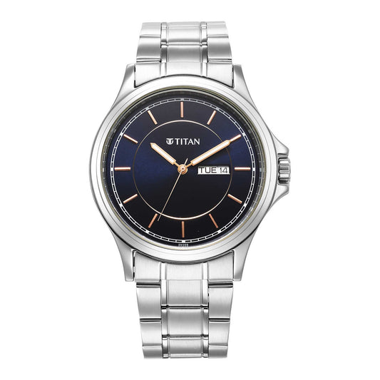 ساعة بحزام معدني ومينا أزرق طراز Urban Blue 1870SM04