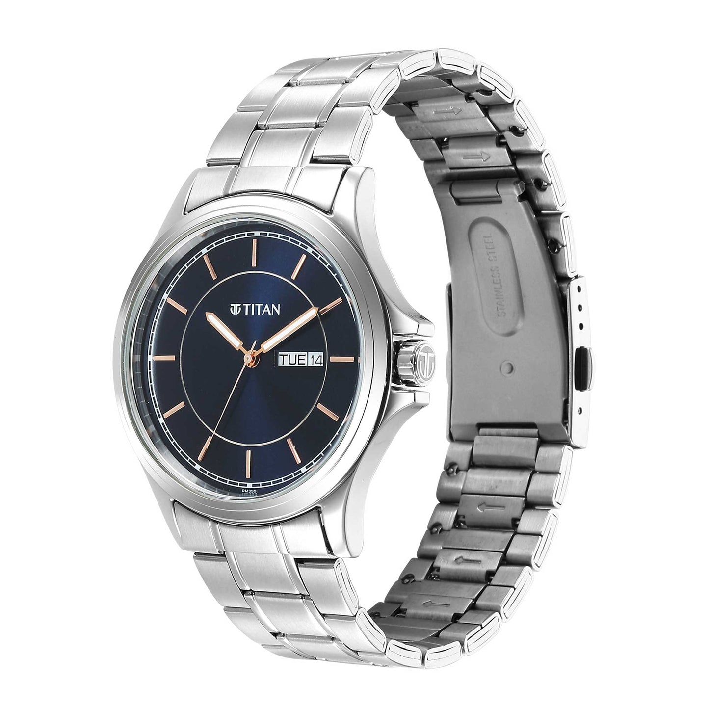 ساعة بحزام معدني ومينا أزرق طراز Urban Blue 1870SM04