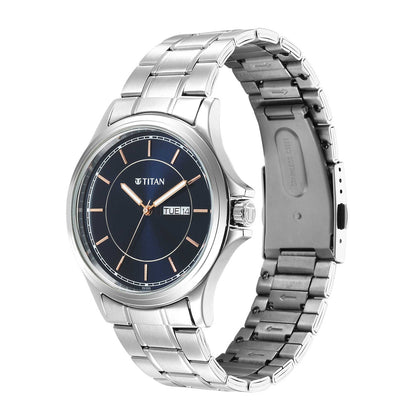 ساعة بحزام معدني ومينا أزرق طراز Urban Blue 1870SM04