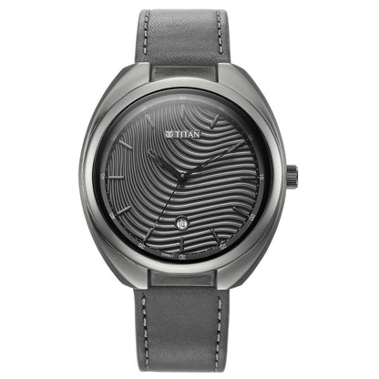 Bolt Anthracite Dial Dark Grey Leather Strap Watch 1887QL01
