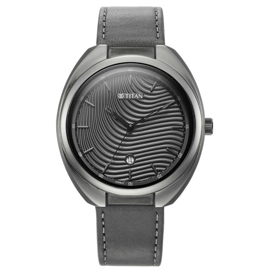 Bolt Anthracite Dial Dark Grey Leather Strap Watch 1887QL01