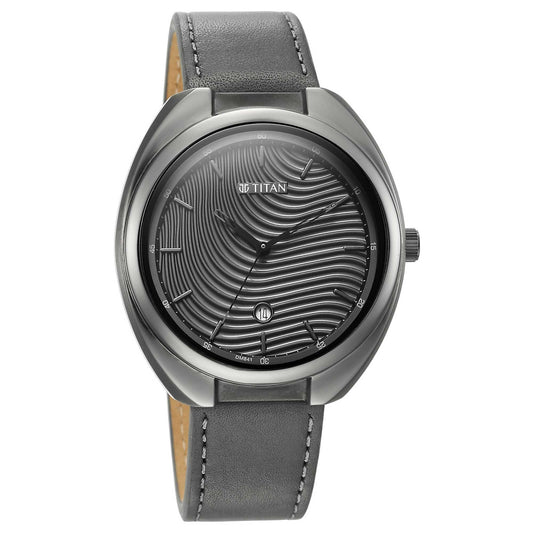Bolt Anthracite Dial Dark Grey Leather Strap Watch 1887QL01